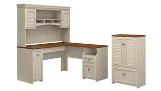 L Shaped Desks Bush Furniture 60" W L-Shaped Desk with Hutch and Storage Cabinet with File Drawer