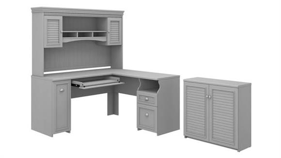 L Shaped Desks Bush Furniture 60" W L-Shaped Desk with Hutch and Small Storage Cabinet