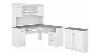 L Shaped Desks Bush Furniture 60in W L-Shaped Desk with Hutch and Small Storage Cabinet