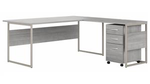 L Shaped Desks Bush Furniture 72" W x 36" D L-Shaped Table Desk with Assembled 3 Drawer Mobile File Cabinet