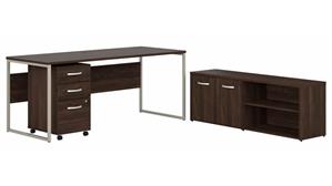 Computer Desks Bush Furniture 72in W x 30in D Computer Table Desk with Storage and Assembled Mobile File Cabinet