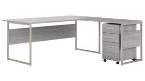 L Shaped Desks Bush Furniture 72in W x 72in D L-Shaped Table Desk with Assembled Mobile File Cabinet