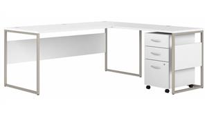 L Shaped Desks Bush Furniture 72in W x 72in D L-Shaped Table Desk with Assembled Mobile File Cabinet