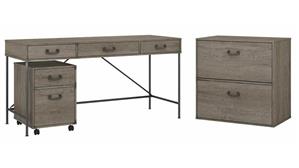 Writing Desks Bush Furniture 60" W Writing Desk with Mobile File Cabinet and Lateral File Cabinet