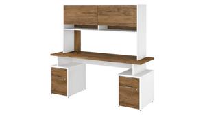 Computer Desks Bush Furniture 72" W Desk with 4 Drawers and Hutch