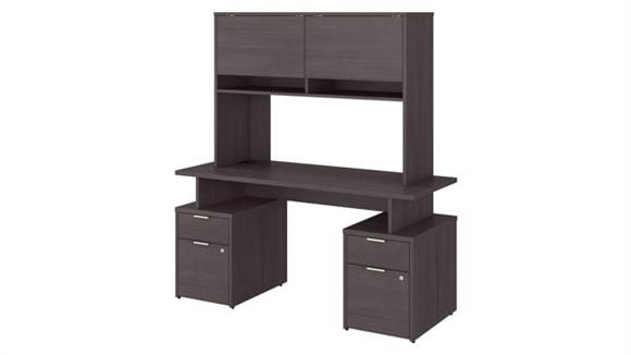 Computer Desks Bush Furniture 60" W Desk with 4 Drawers and Hutch