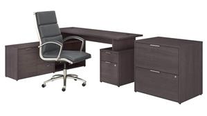 L Shaped Desks Bush Furniture 72" W L-Shaped Desk with Lateral File Cabinet and High Back Office Chair