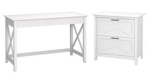 Writing Desks Bush Furniture 48in W Writing Desk with 2 Drawer Lateral File Cabinet