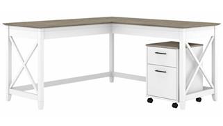 L Shaped Desks Bush Furniture 60in W L-Shaped Desk with Mobile File Cabinet