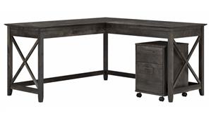 L Shaped Desks Bush Furniture 60" W L-Shaped Desk with Mobile File Cabinet