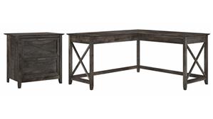 L Shaped Desks Bush Furniture 60in W L-Shaped Desk with Lateral File Cabinet