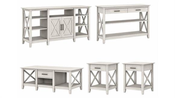 Coffee Tables Bush Furniture Tall TV Stand with Coffee Table, Console Table and Set of 2 End Tables
