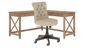 L Shaped Desks Bush Furniture 60" W L-Shaped Desk with Mid Back Tufted Office Chair