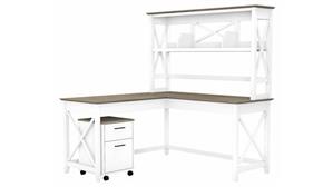 L Shaped Desks Bush Furniture 60" W L-Shaped Desk with Hutch and 2 Drawer Mobile File Cabinet