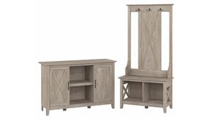 Coat Racks & Hall Trees Bush Furniture Entryway Storage Set with Hall Tree, Shoe Bench and 2 Door Cabinet