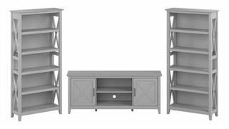 TV Stands Bush Furniture TV Stand for 70in TV with 5 Shelf Bookcases (Set of 2)
