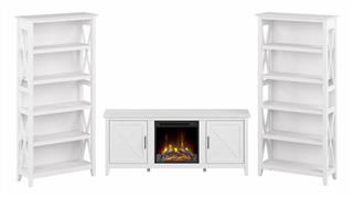 TV Stands Bush Furniture Electric Fireplace TV Stand for 70in TV with 5 Shelf Bookcases (Set of 2)