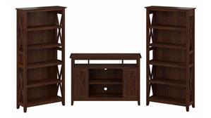 TV Stands Bush Furniture Tall TV Stand for 55in TV with 5 Shelf Bookcases (Set of 2)
