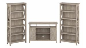 TV Stands Bush Furniture Tall TV Stand for 55in TV with 5 Shelf Bookcases (Set of 2)