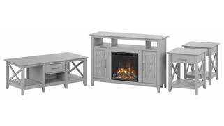 Electric Fireplaces Bush Furniture Tall Electric Fireplace TV Stand with Coffee Table and End Tables