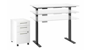 Adjustable Height Desks & Tables Bush Furniture 48" W x 24" D Electric Height Adjustable Standing Desk with Mobile File Cabinet