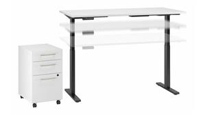 Adjustable Height Desks & Tables Bush Furniture 60" W x 30" D Electric Height Adjustable Standing Desk with Mobile File Cabinet