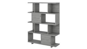 Bookcases Bush Furniture Large Geometric Etagere Bookcase with Doors