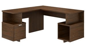 L Shaped Desks Bush Furniture 60" W L-Shaped Desk with Drawer and Storage Cubby