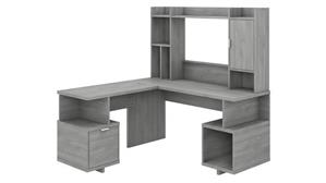 L Shaped Desks Bush Furniture 60" W L-Shaped Desk with Hutch