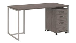 Computer Desks Bush Furniture 60" W Table Desk with 3 Drawer Mobile File Cabinet