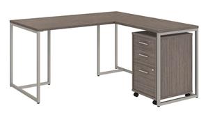 L Shaped Desks Bush Furniture 60" W L-Shaped Desk with 30" W Return and Mobile File Cabinet