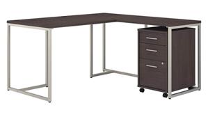 L Shaped Desks Bush Furniture 60" W L-Shaped Desk with 30" W Return and Mobile File Cabinet