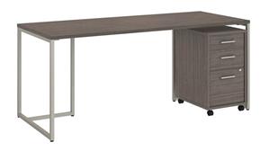 Computer Desks Bush Furniture 72" W Table Desk with 3 Drawer Mobile File Cabinet