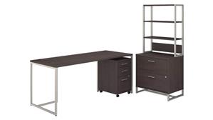 Computer Desks Bush Furniture 72" W Table Desk, Mobile File Cabinet and Lateral File Cabinet with Hutch
