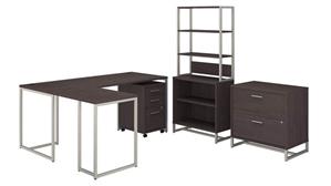 L Shaped Desks Bush Furniture 72" W L-Shaped Desk, Mobile File Cabinet, Lateral File Cabinet, Bookcase Cabinet with Hutch