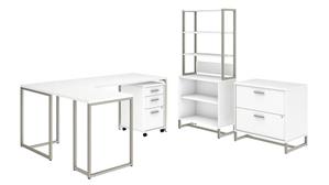 L Shaped Desks Bush Furniture 72" W L-Shaped Desk, Mobile File Cabinet, Lateral File Cabinet, Bookcase Cabinet with Hutch