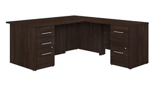 L Shaped Desks Bush Furniture 72" W L-Shaped Executive Desk with 3 Drawer File Cabinet and 2 Drawer File Cabinet