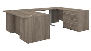 Adjustable Height Desks & Tables Bush Furniture 6ft W Height Adjustable U-Shaped Executive Desk with 2 Drawer File Cabinet - Assembled, and 3 Drawer File Cabinet - Assembled