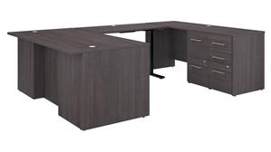 Adjustable Height Desks & Tables Bush Furniture 6ft W Height Adjustable U-Shaped Executive Desk with 2 Drawer File Cabinet - Assembled, and 3 Drawer File Cabinet - Assembled