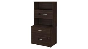 File Cabinets Lateral Bush Furniture 36" W 2 Drawer Lateral File Cabinet - Assembled, with Hutch