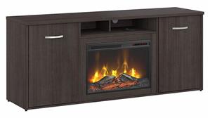 Electric Fireplaces Bush Furniture 72in W Electric Fireplace with Storage Cabinets and Doors