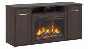 Electric Fireplaces Bush Furniture 60in W Electric Fireplace with Storage Cabinet and Doors