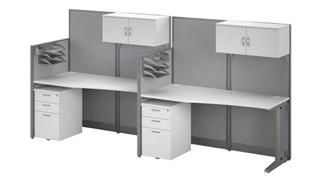 Workstations & Cubicles Bush Furniture 2 Person Straight Cubicle Desks with Storage, Drawers, and Organizers
