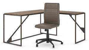 L Shaped Desks Bush Furniture 62" W L-Shaped Desk with Mid Back Ribbed Leather Office Chair