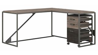L Shaped Desks Bush Furniture 62in W L-Shaped in Dustrial Desk with 3 Drawer Mobile File Cabinet