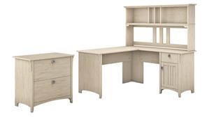 L Shaped Desks Bush Furniture 60" W L Shaped Desk with Hutch and Lateral File Cabinet