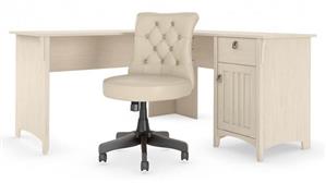 L Shaped Desks Bush Furniture 60" W L Shaped Desk with Mid Back Tufted Office Chair