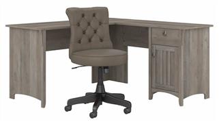 L Shaped Desks Bush Furniture 60in W L-Shaped Desk with Mid Back Tufted Office Chair