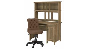 Computer Desks Bush Furniture 48in W Computer Desk with Hutch and Mid Back Tufted Office Chair