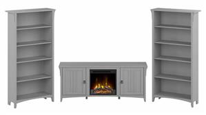TV Stands Bush Furniture Fireplace TV Stand for 70in TV with 5 Shelf Bookcases (Set of 2)